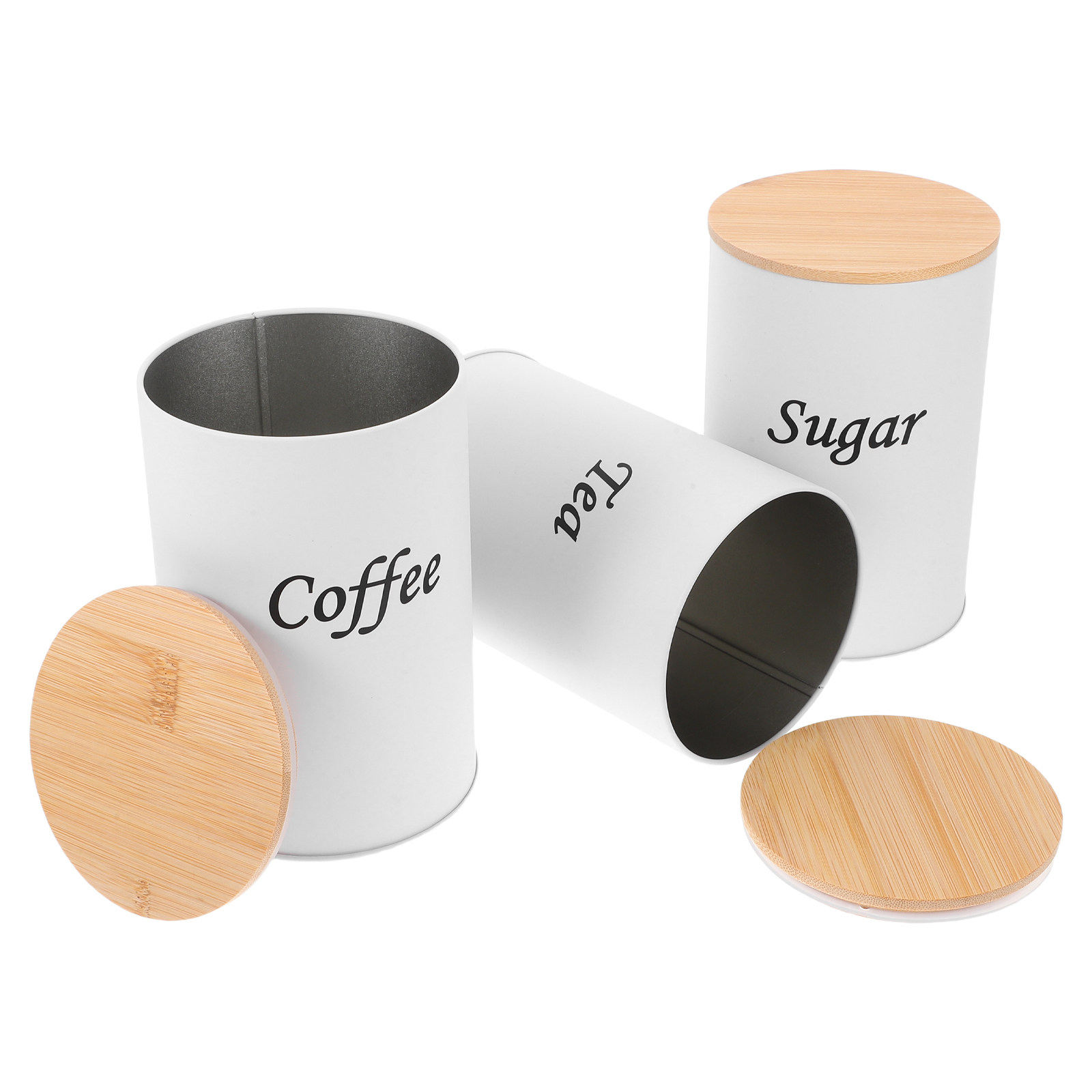 Coffee Tea And Bean - 3 adet hava geçirmez yuvarlak kutular