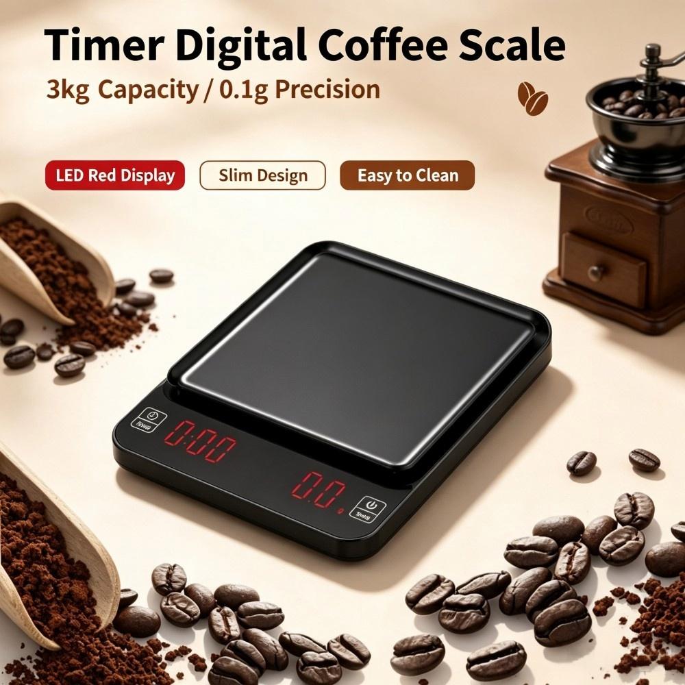 Coffee & Tea - Pastry Góc Xanh - 3kg/0.1g Yüksek Hassasiyetli Dijital Kahve Terazisi,