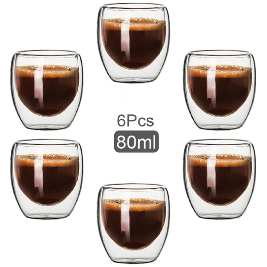 Coffee Tea Mix - Çift Duvarlı Cam Kahve Kupaları Cam