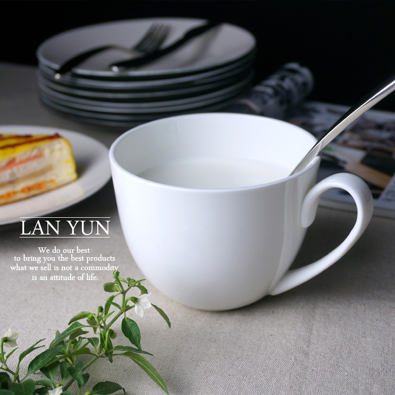 Morning Tea Coffee - 700ML, Düz Beyaz Kemik Çini Sabah