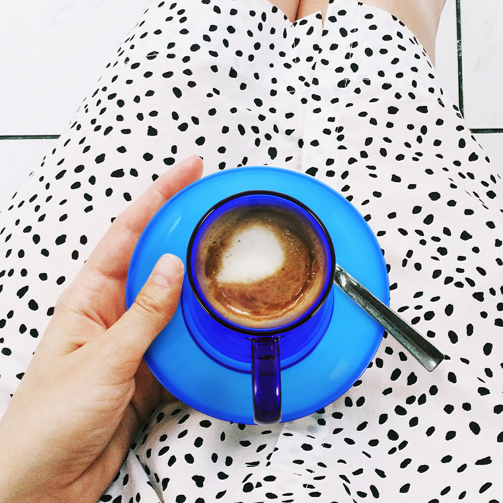 Morning Tea Coffee - 1 takım Vintage cam kahve fincan