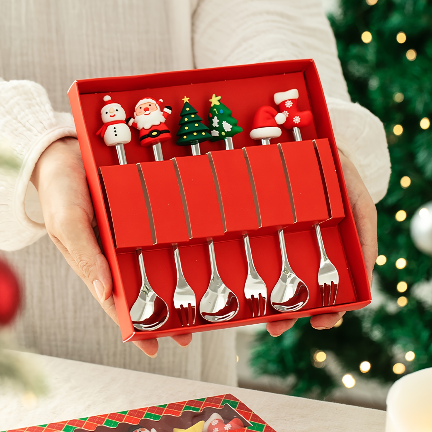 Coffee Tea Sugar Canister Set - 1 Set Yaratıcı Noel Çatal ve