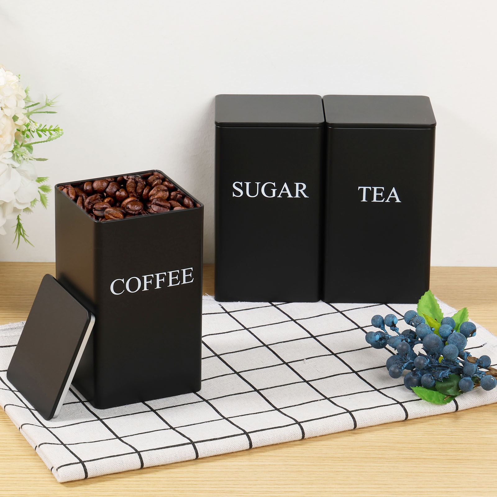 3 adet kahve çekirdeği saklama - Coffee Tea Sugar Canister Set incelemesi ve fiyatı