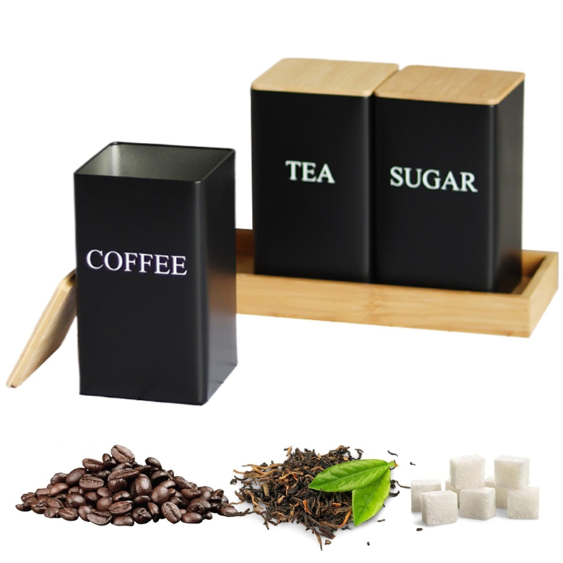 3'lü Çay Kahve Şeker Saklama K - Coffee Tea Sugar Canister Set incelemesi ve fiyatı