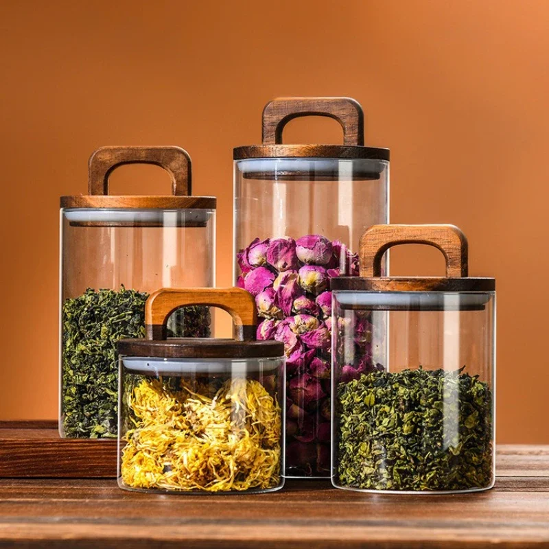 Bambu kapaklı şeffaf cam kavan - Coffee Tea Canister Set incelemesi ve fiyatı