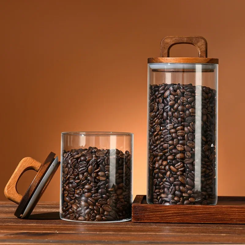 Bambu kapaklı şeffaf cam kavan - Coffee Tea Canister Set incelemesi ve fiyatı