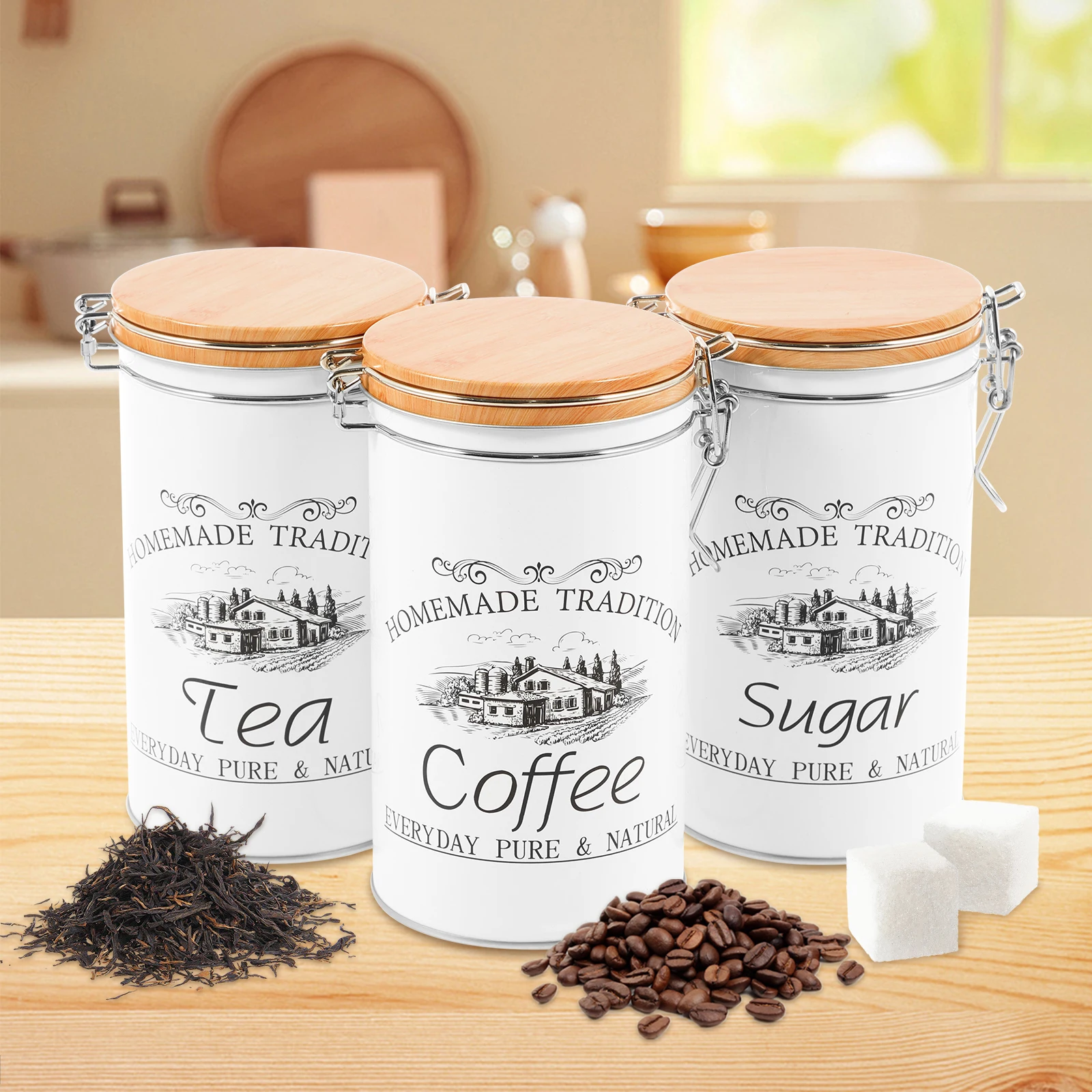 3 adet/takım çay kahve şeker k - Coffee Tea Sugar Canister Set incelemesi ve fiyatı